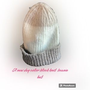A new day color block a knit beanie hat